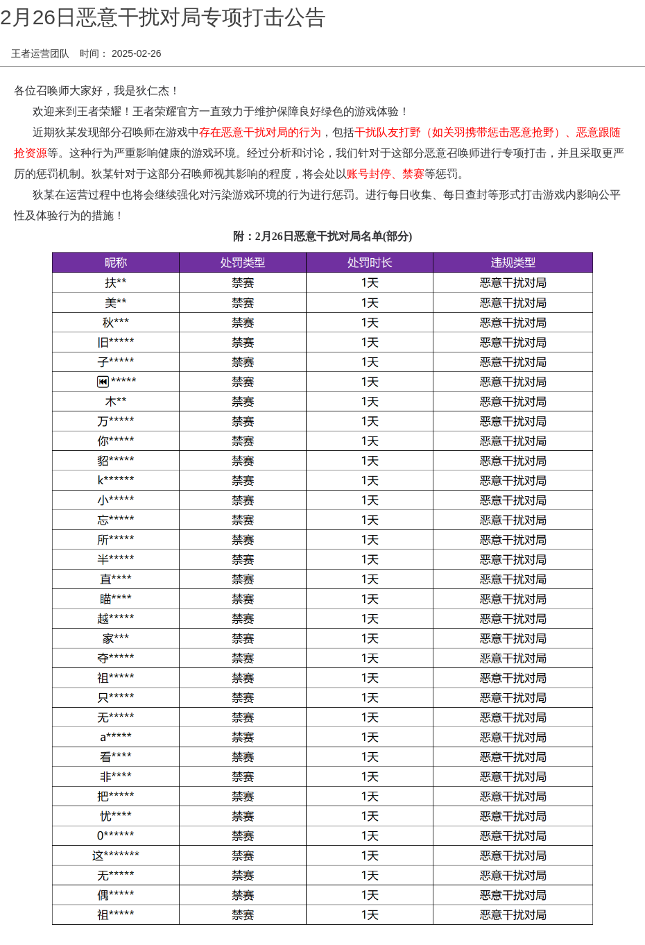 王者公告图片
